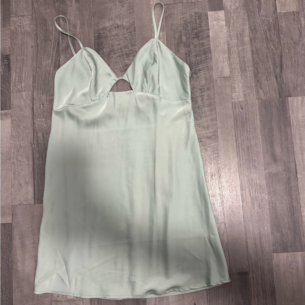 Forever 21 Mint Green Satin Mini Slip Dress adjustable back and straps